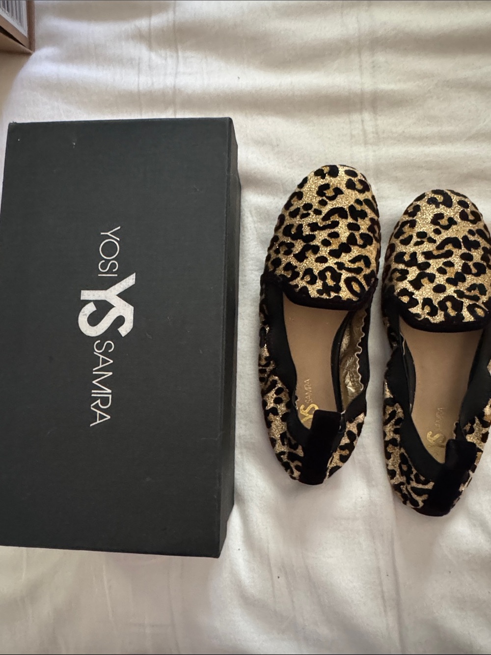Yosi Samra Leopard Print JOEY Foldable Flats in Gold and Black